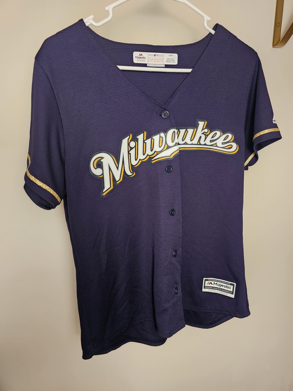 Milwaukee Brewers Navy Baseball Jersey by Majestic